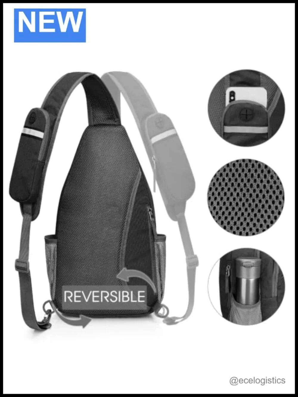 RFID Blocking Sling Bag Crossbody Water Resistant Polyester Daypack
